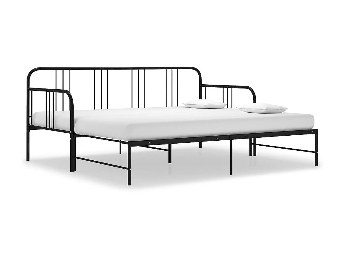 Lit canapé extensible noir en métal 90x200 Volda