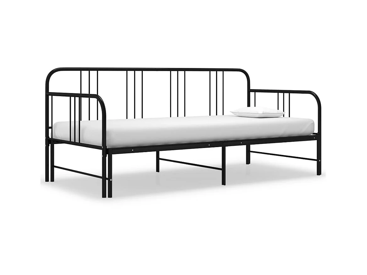 Lit canapé extensible noir en métal 90x200 Volda