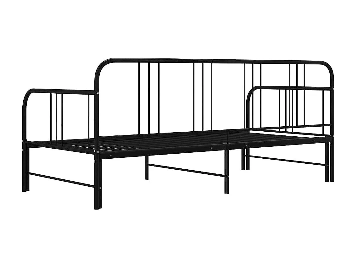 Slaapbankframe uittrekbaar metaal zwart 90x200 cm