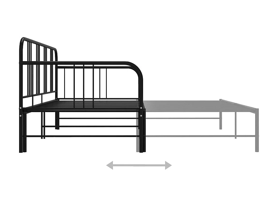 Slaapbankframe uittrekbaar metaal zwart 90x200 cm