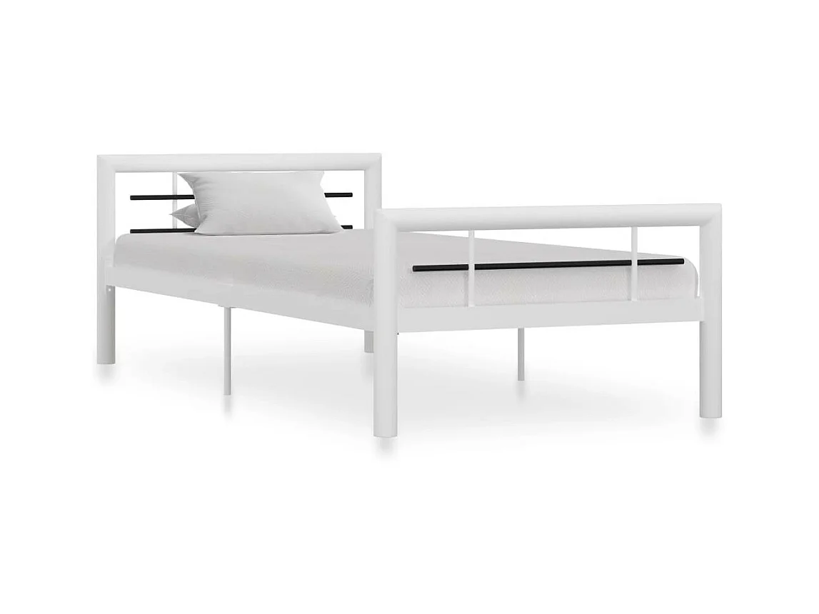 Lit Blanc et noir Métal 90x200
