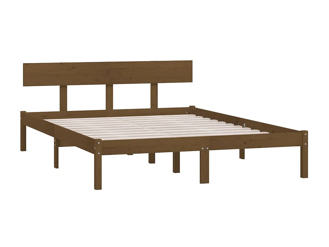 Lit Marron miel Bois de pin massif 120x200