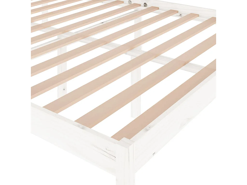 Lit Blanc Bois de pin massif 150x200 Très grand