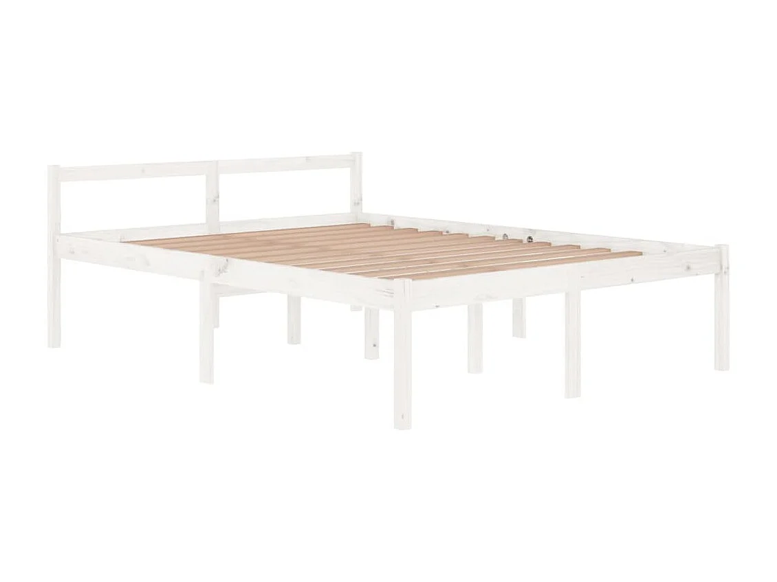 Lit Blanc Bois de pin massif 150x200 Très grand