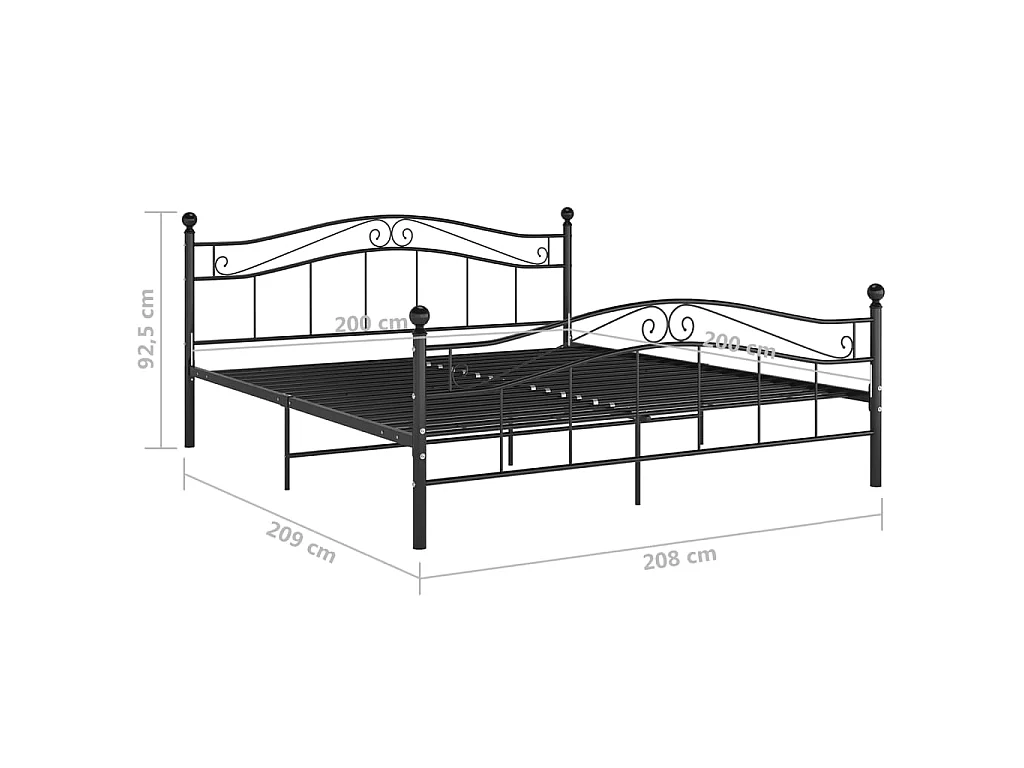 Lit Noir Métal 200x200