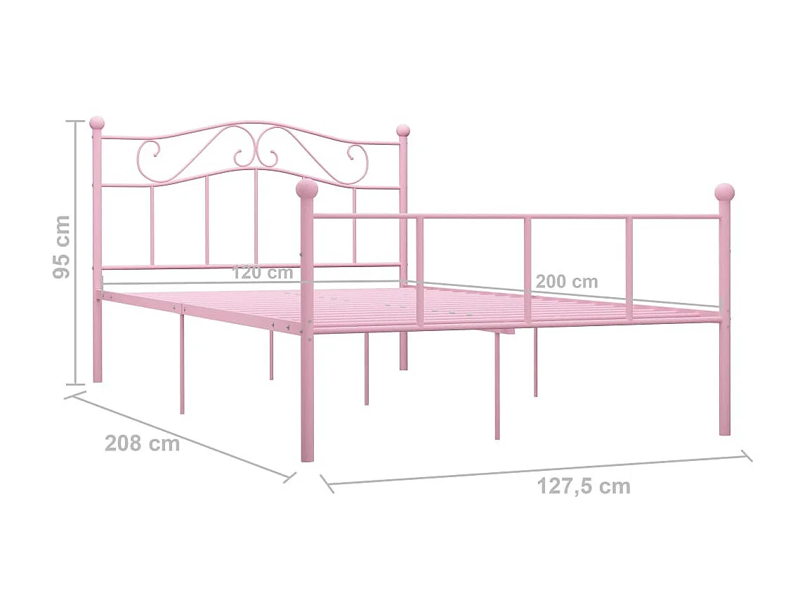 Lit Rose Métal 120x200 2