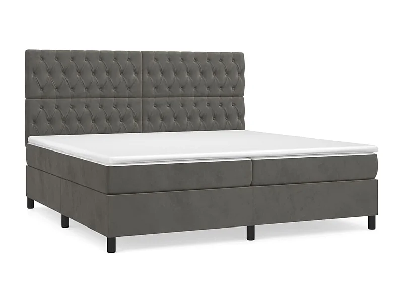 Lit à sommier tapissier et matelas Gris foncé 200x200 Velours 2