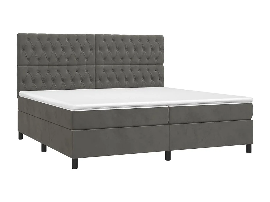 Lit à sommier tapissier et matelas Gris foncé 200x200 Velours 2