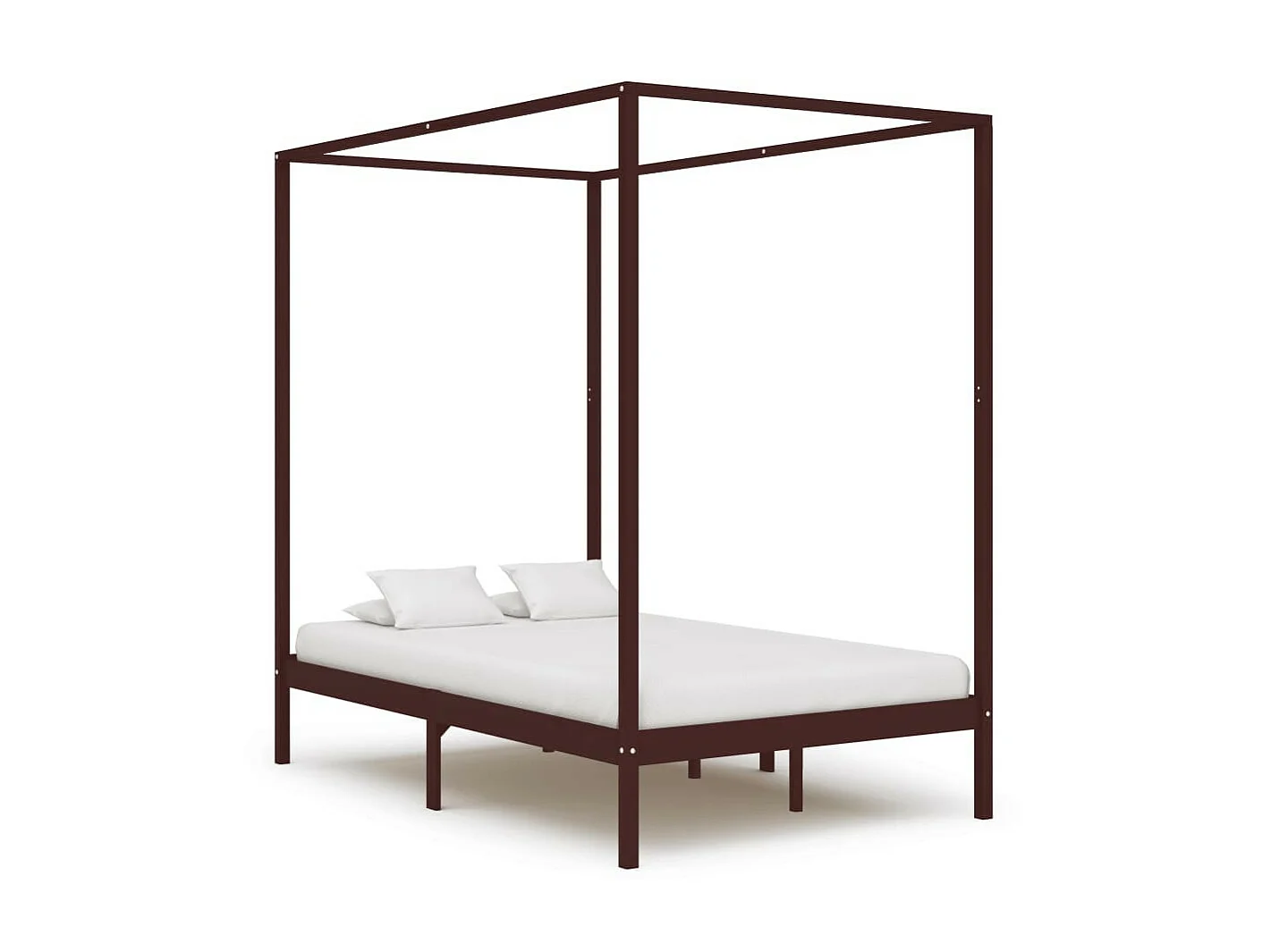 Lit à baldaquin Marron foncé Pin massif 120x200