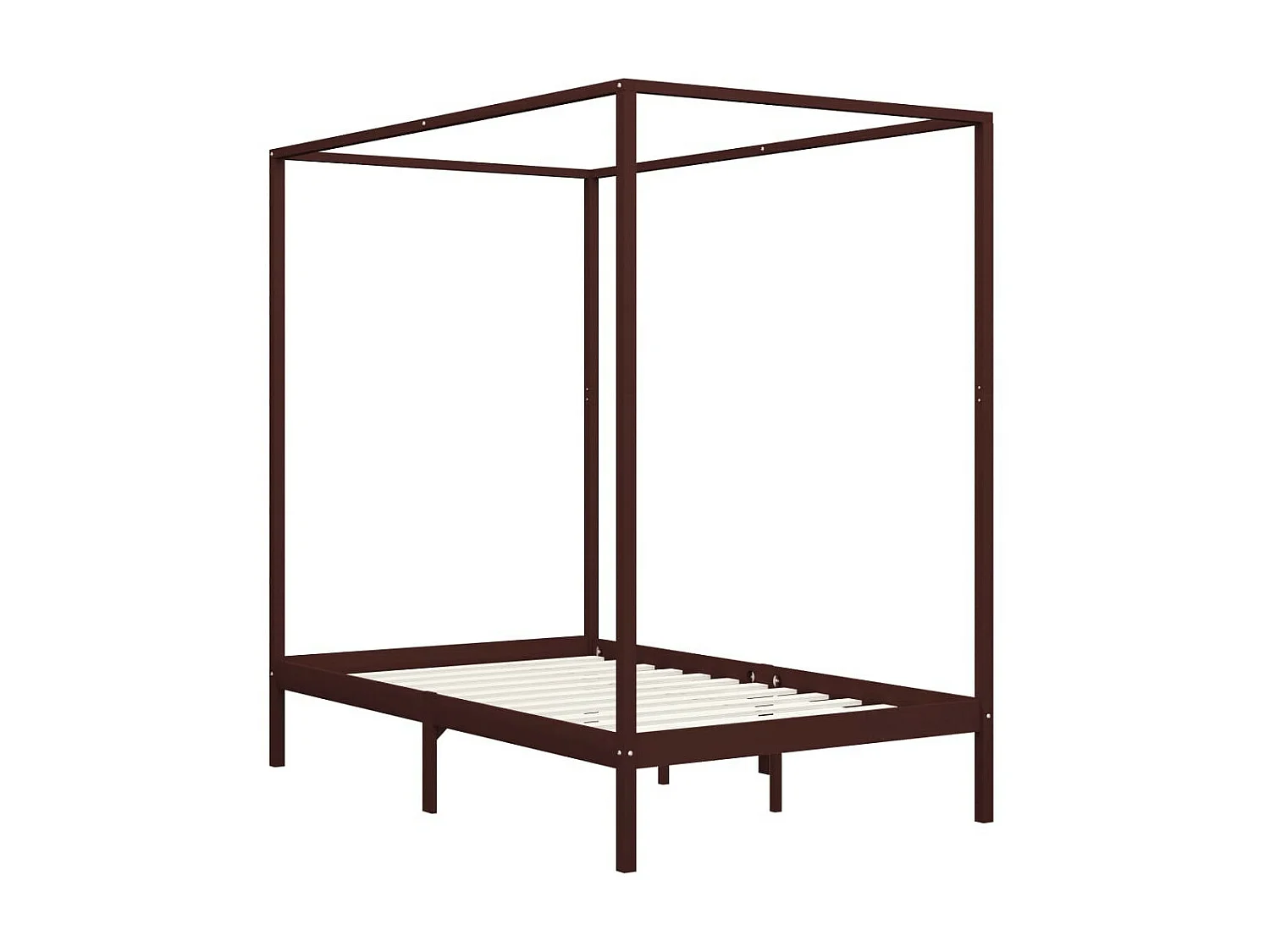 Lit à baldaquin Marron foncé Pin massif 120x200
