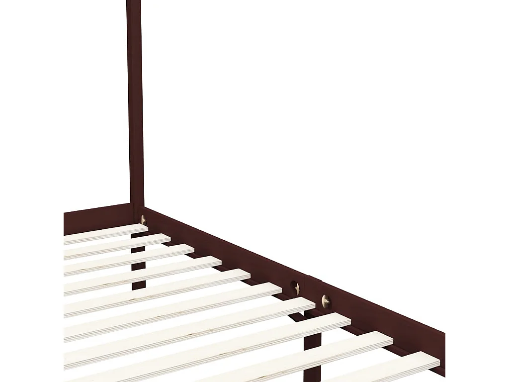 Lit à baldaquin Marron foncé Pin massif 120x200