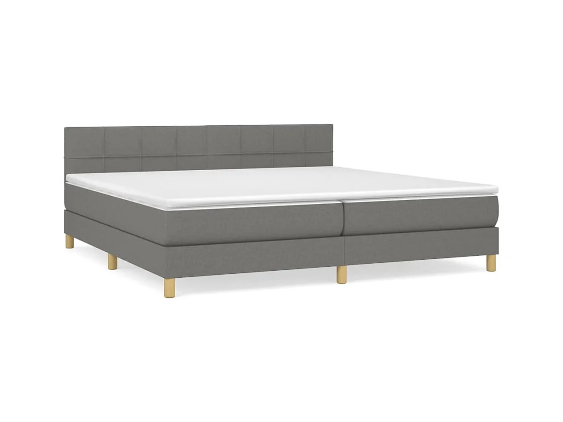Lit à sommier tapissier avec matelas Gris foncé 200x200 Tissu 3