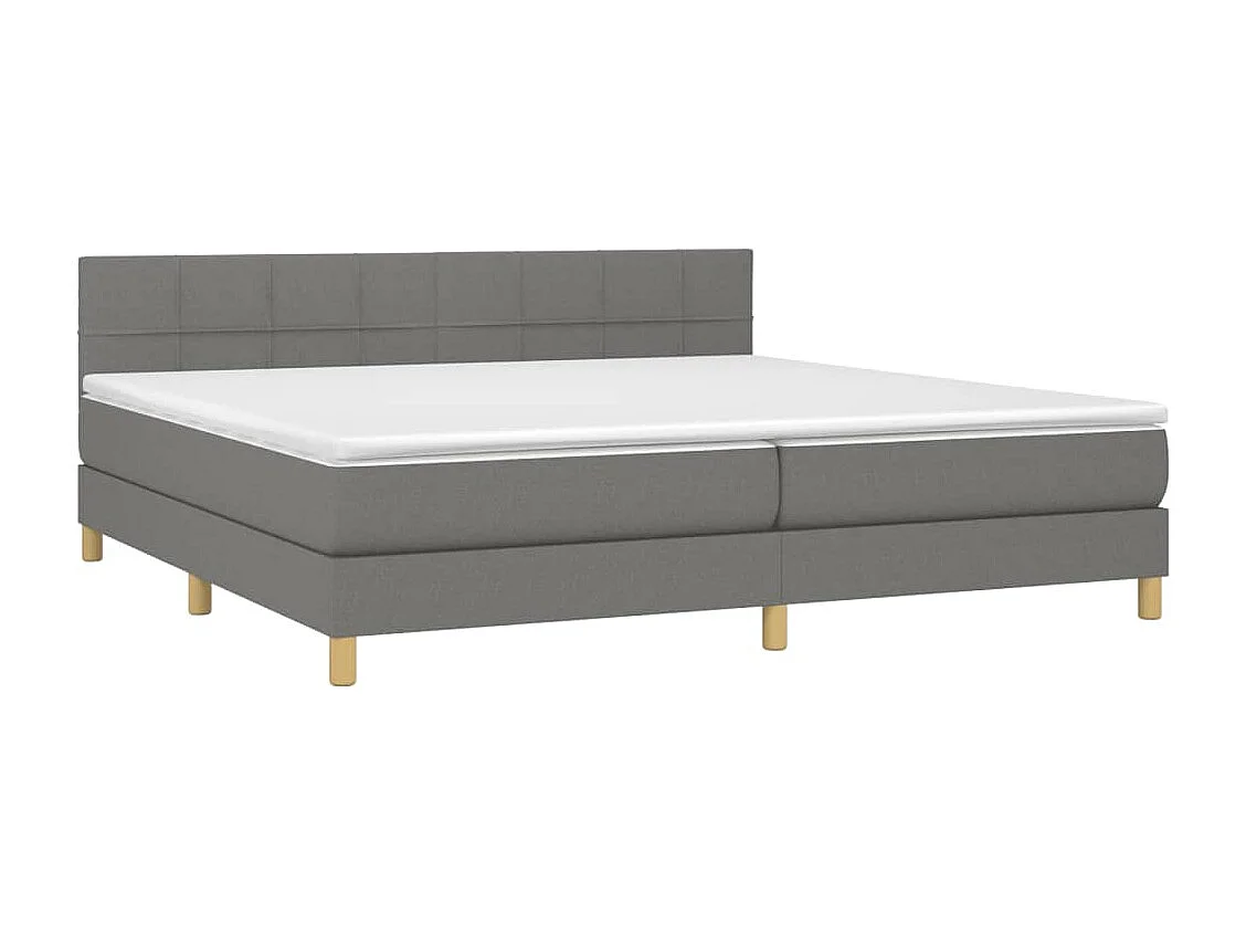 Lit à sommier tapissier avec matelas Gris foncé 200x200 Tissu 3