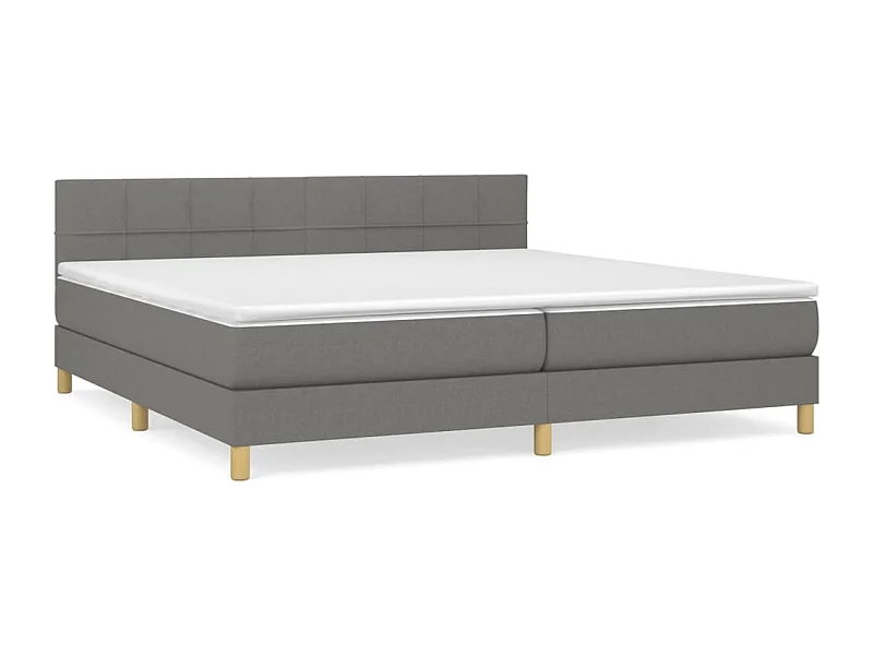 Lit à sommier tapissier avec matelas Gris foncé 200x200 Tissu 3
