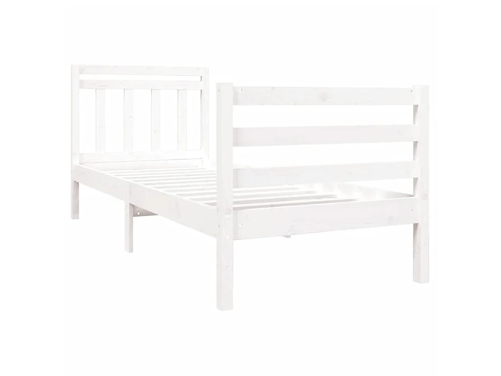 Lit Blanc Bois massif 90x190 Simple