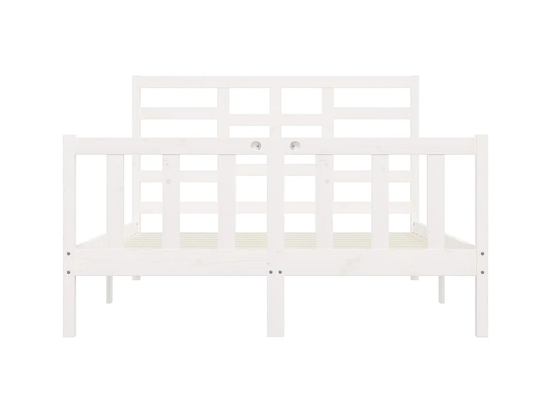 Lit Blanc Bois de pin massif 140x200 6