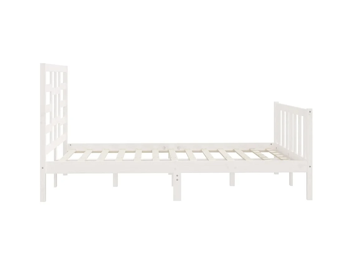 Lit Blanc Bois de pin massif 140x200 6
