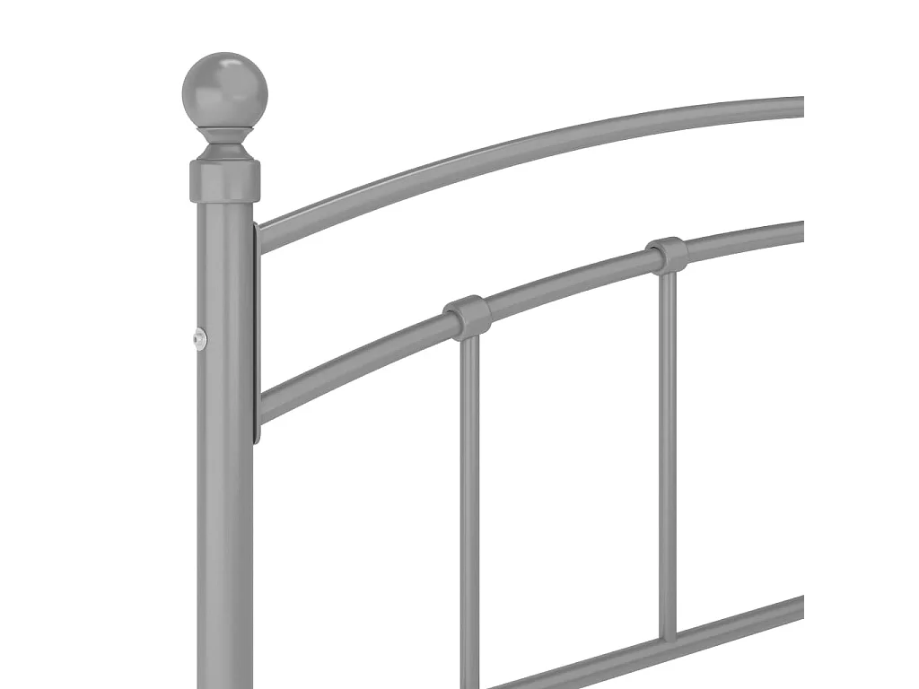 Lit gris Métal 180x200 tête de lit arrondie Ronda