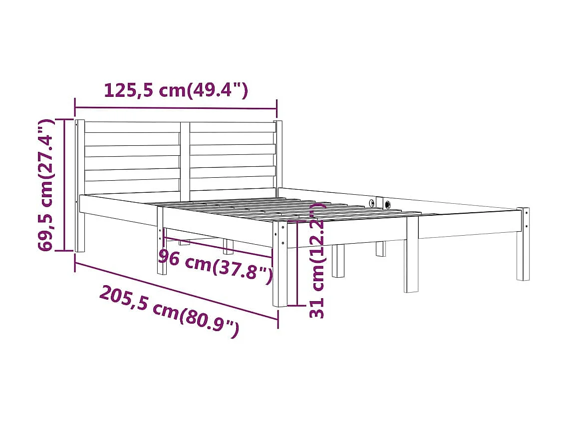 Lit de jour Bois massif de pin 120x200 Blanc