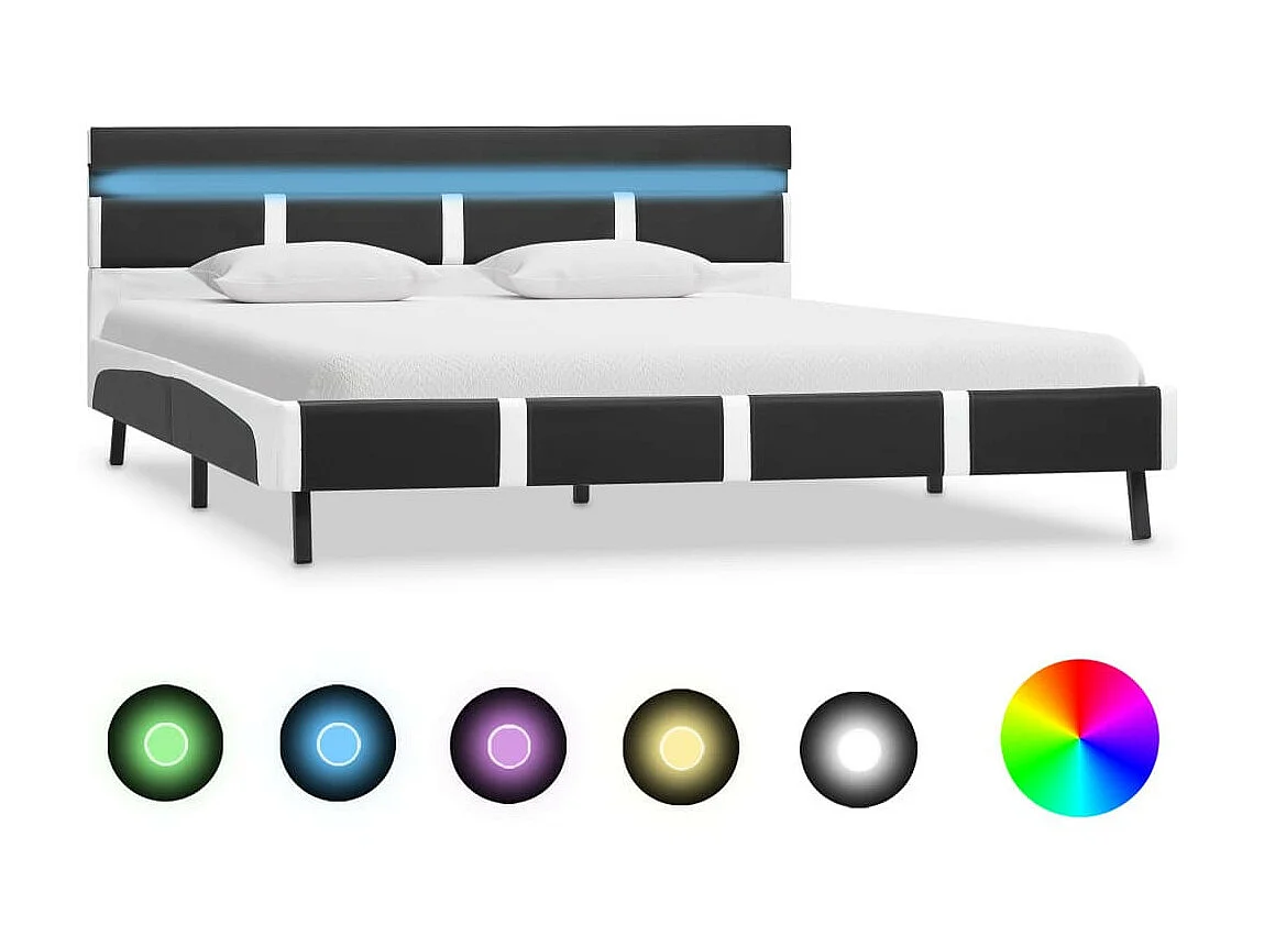 Lit avec LED Gris Similicuir 120x200 2