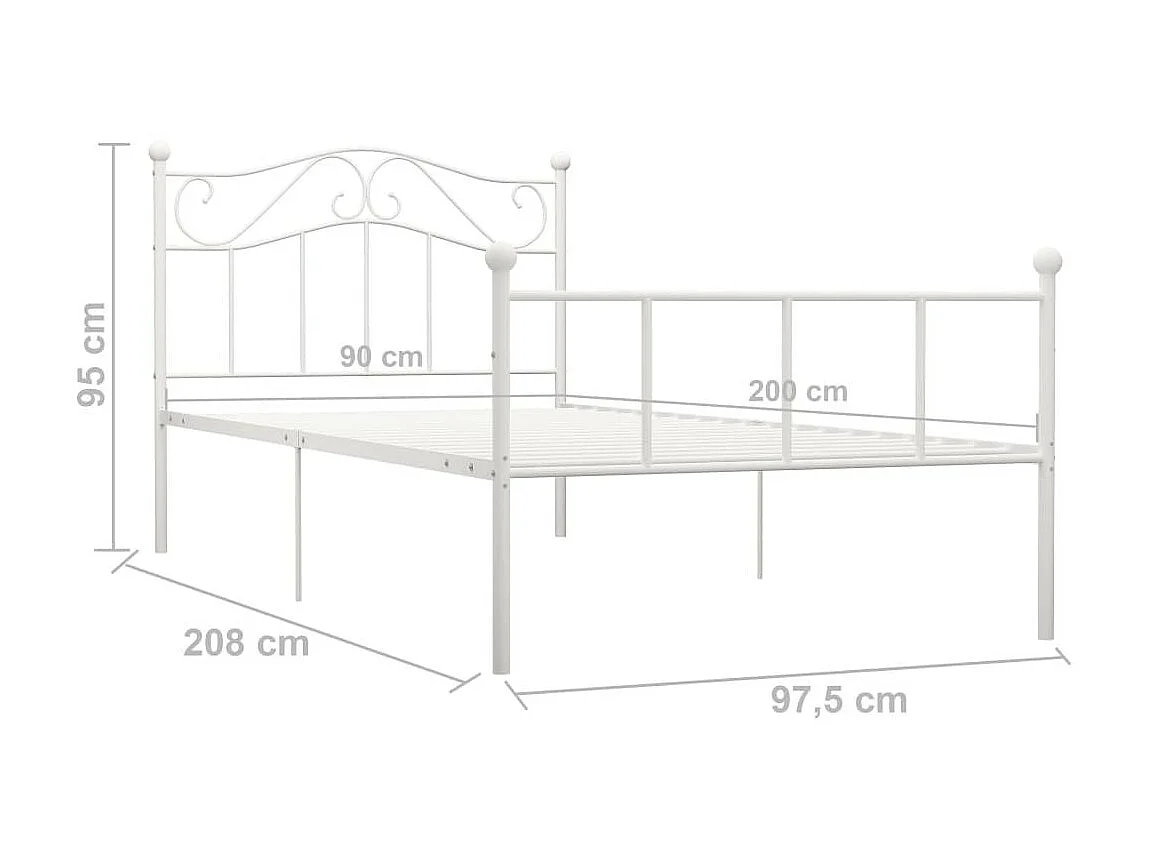 Lit Blanc Métal 90x200 4