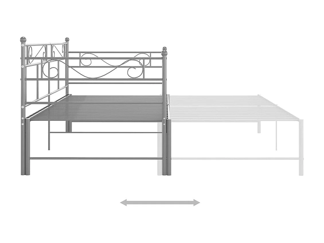 Cadre de canapé-lit extensible Gris Métal 90x200 2