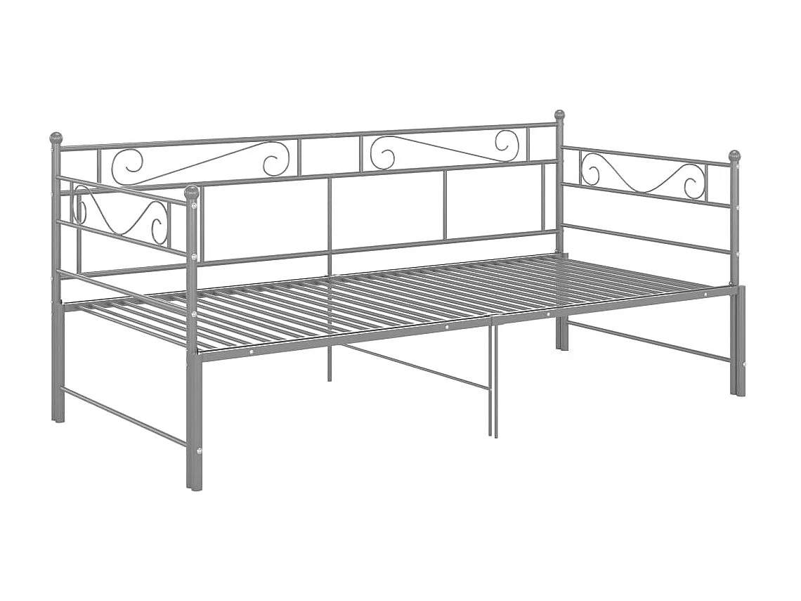 Cadre de canapé-lit extensible Gris Métal 90x200 2