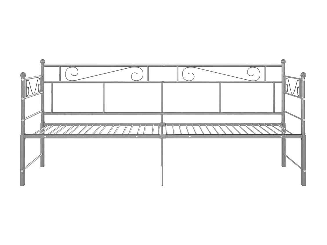 Cadre de canapé-lit extensible Gris Métal 90x200 2