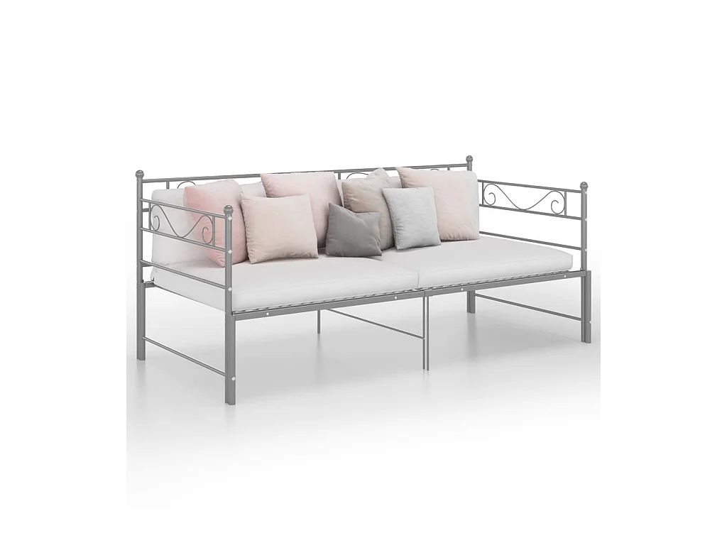 Cadre de canapé-lit extensible Gris Métal 90x200 2