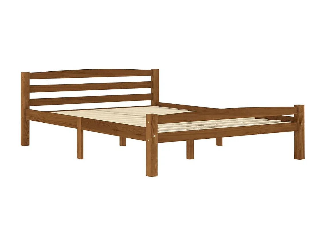 Lit Marron miel Bois de pin massif 140x200 5