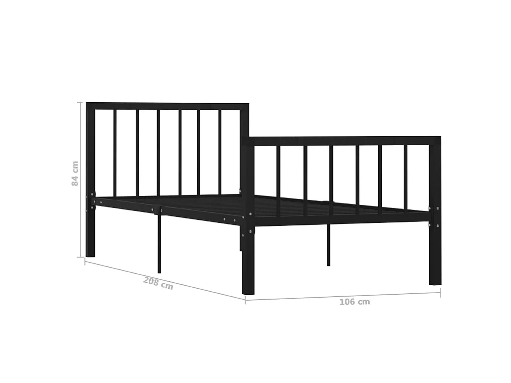 Lit Noir Métal 100x200 7