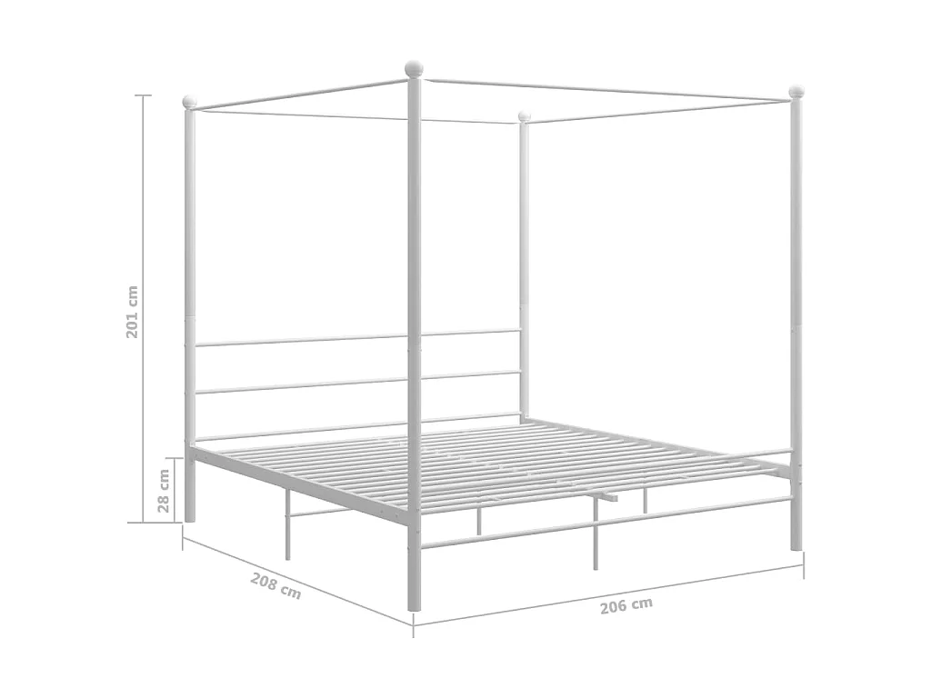 Lit à baldaquin Blanc Métal 200x200