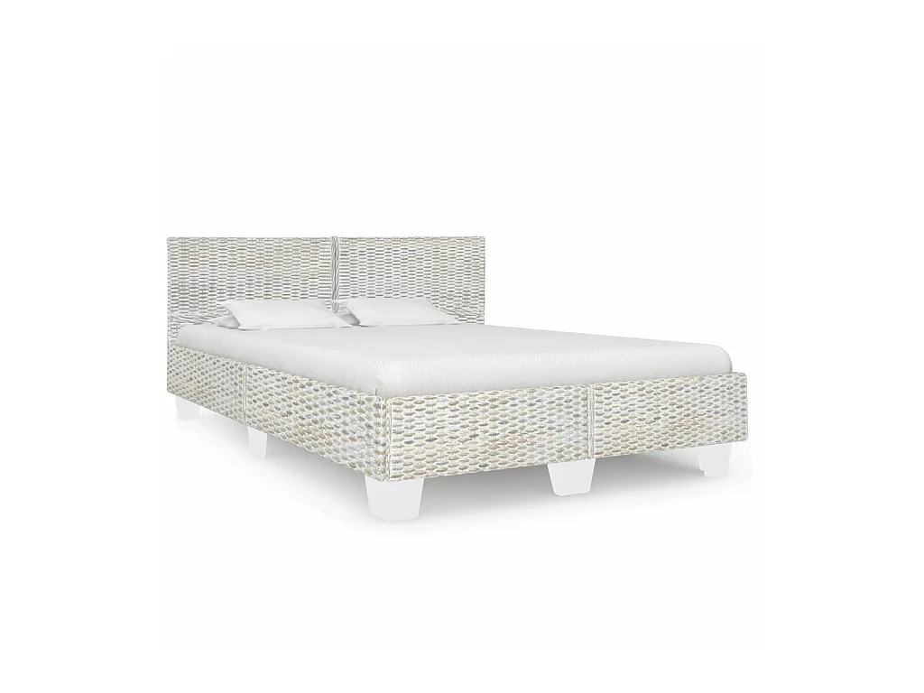 Lit Gris Rotin naturel 140x200