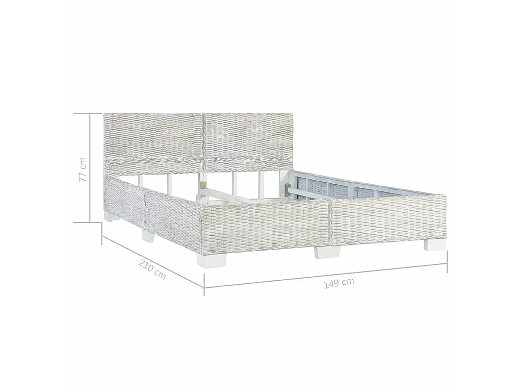 Lit Gris Rotin naturel 140x200