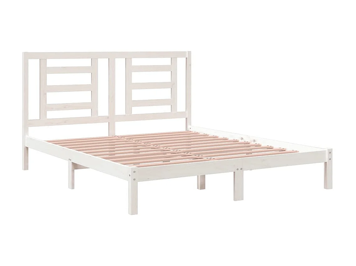 Lit Blanc Bois de pin massif 160x200