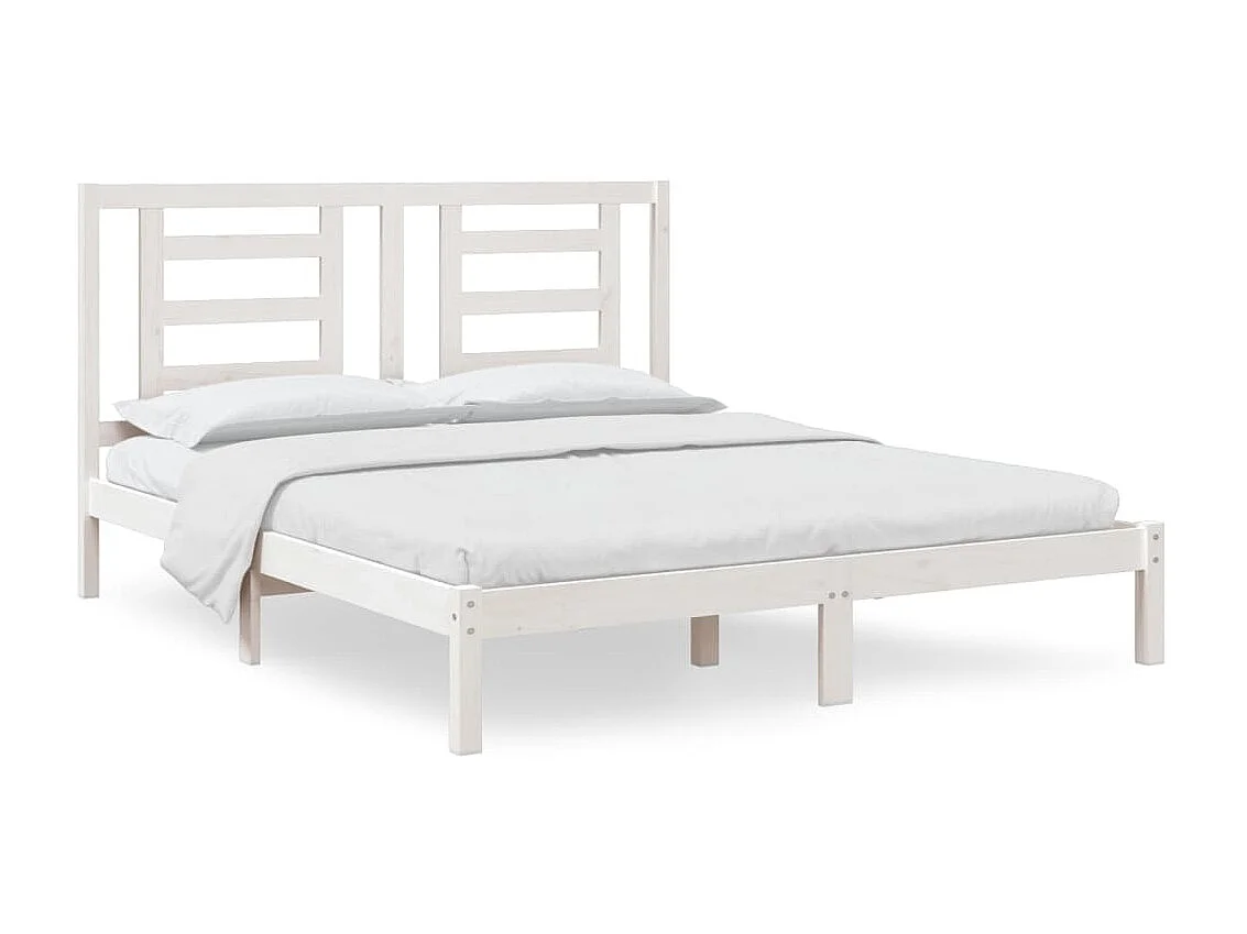 Lit Blanc Bois de pin massif 160x200