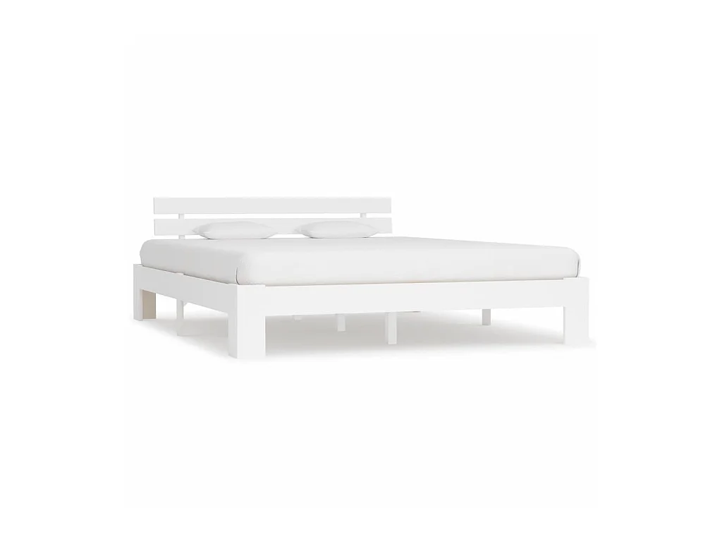 Lit Blanc Bois de pin massif 160x200 4