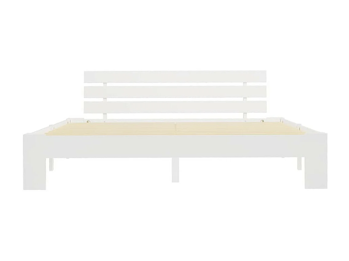 Lit Blanc Bois de pin massif 160x200 4