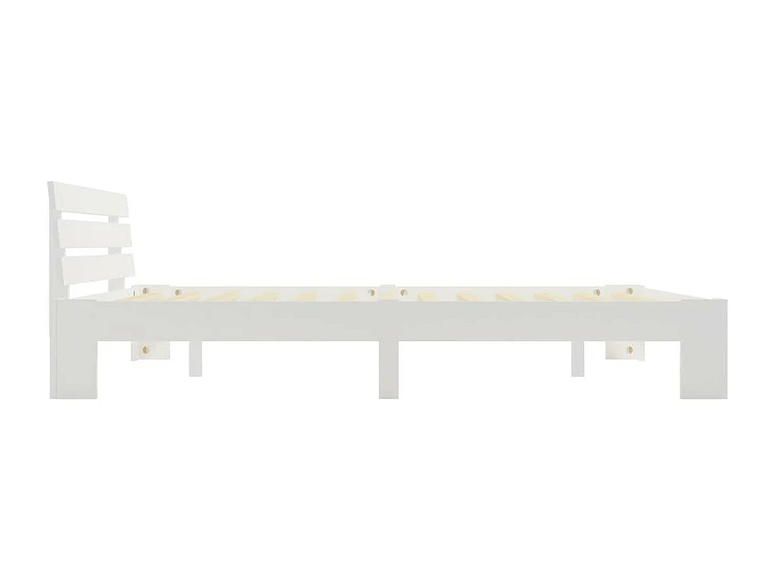 Lit Blanc Bois de pin massif 160x200 4