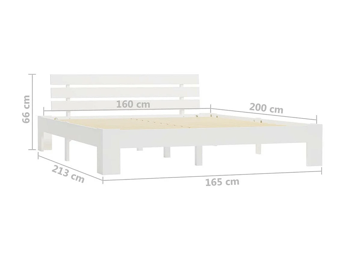 Lit Blanc Bois de pin massif 160x200 4