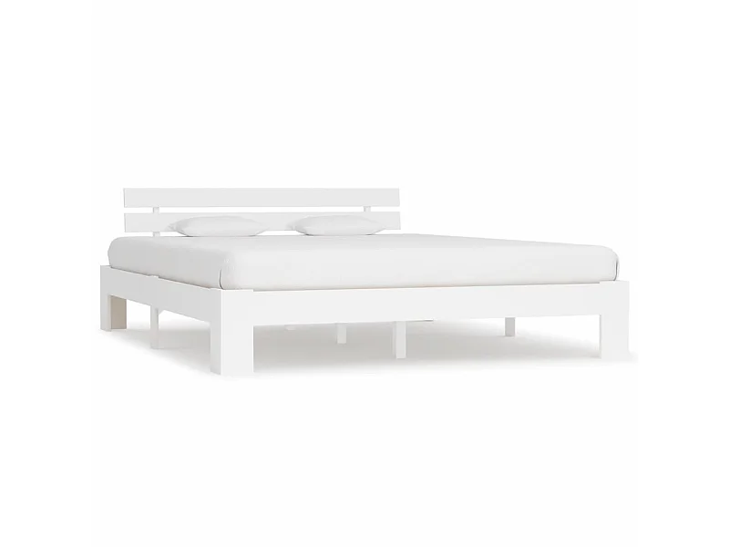 Lit Blanc Bois de pin massif 160x200 4
