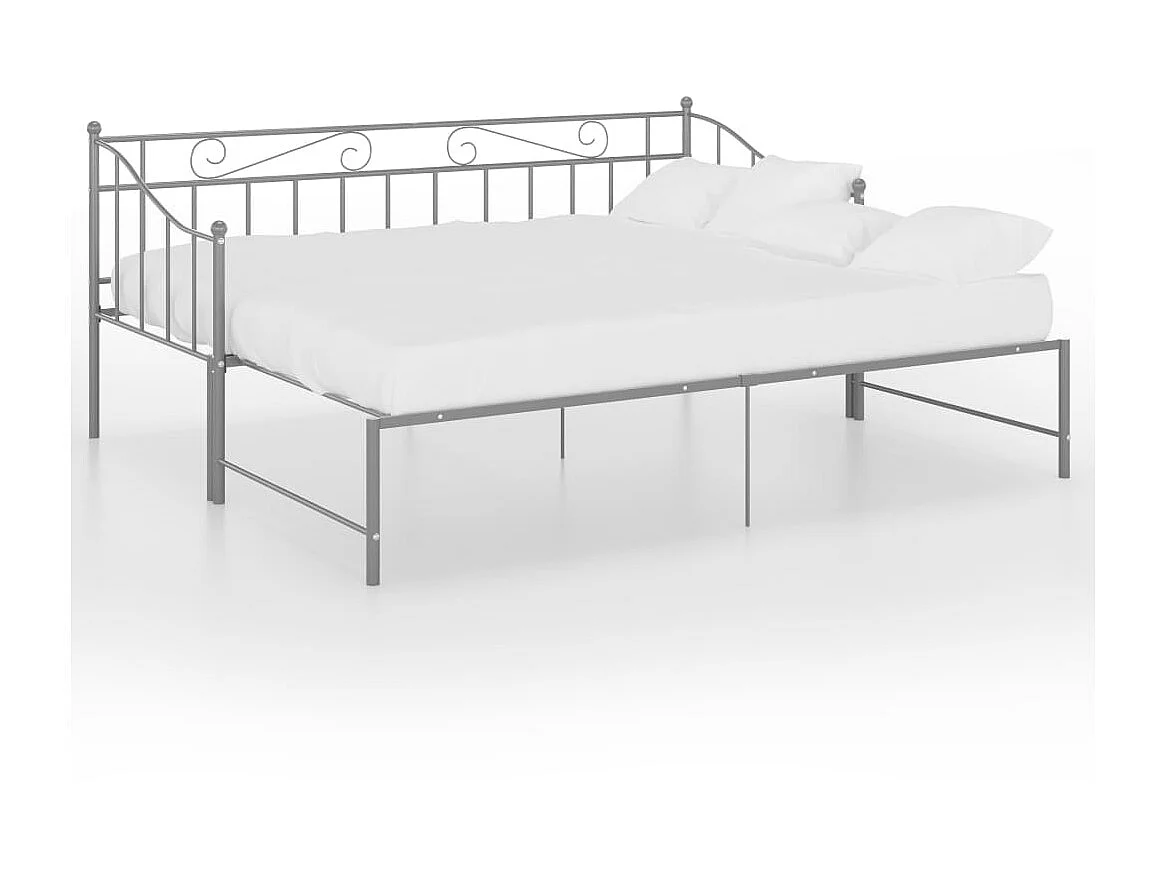 Cadre de canapé-lit extensible Gris Métal 90x200