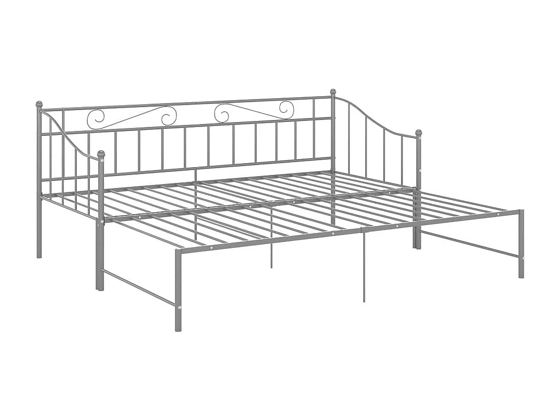 Cadre de canapé-lit extensible Gris Métal 90x200