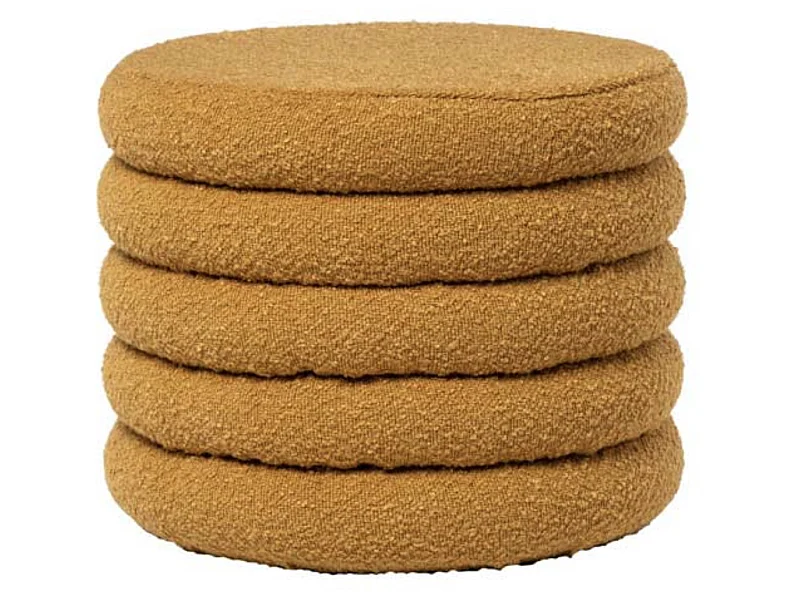 Pouf en tissu shearling avec rangement Kary-Couleur Jaune moutarde