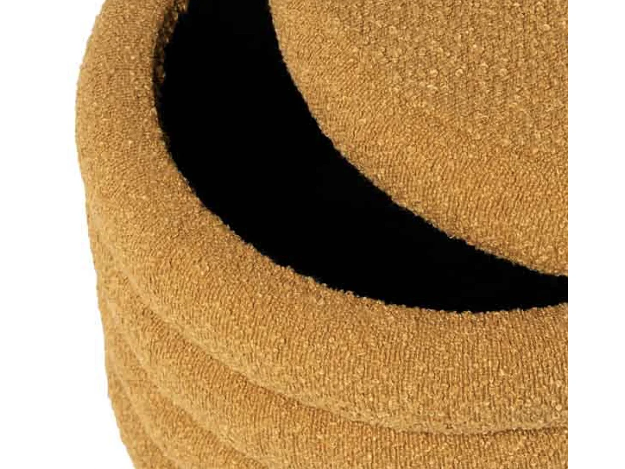 Pouf en tissu shearling avec rangement Kary-Couleur Jaune moutarde