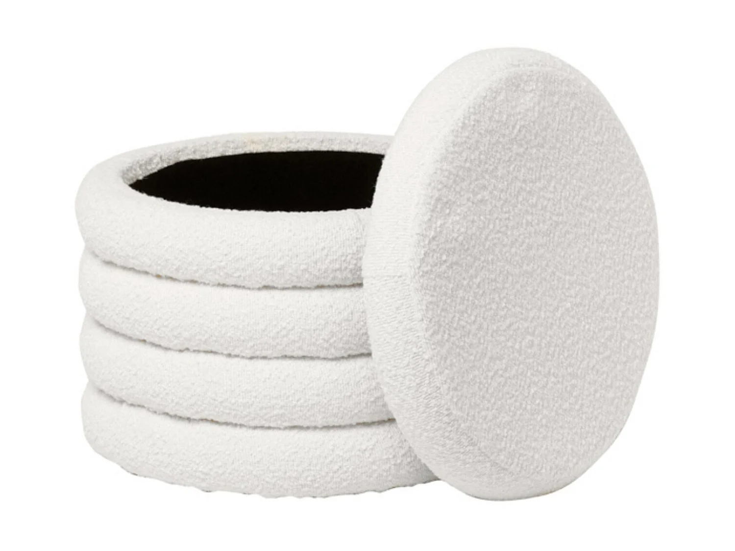 Pouf en tissu shearling avec rangement Kary-Couleur Jaune moutarde