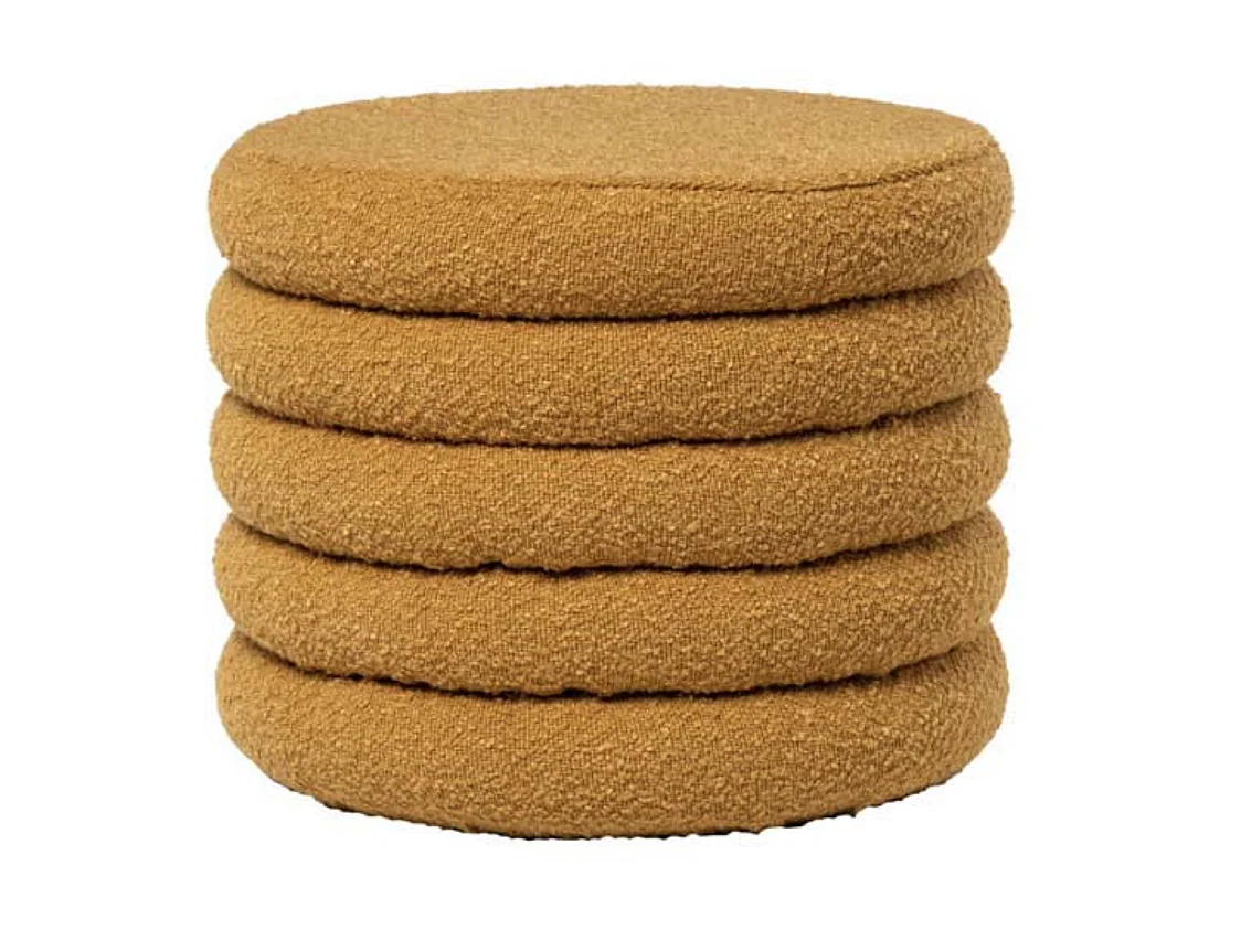 Pouf en tissu shearling avec rangement Kary-Couleur Jaune moutarde