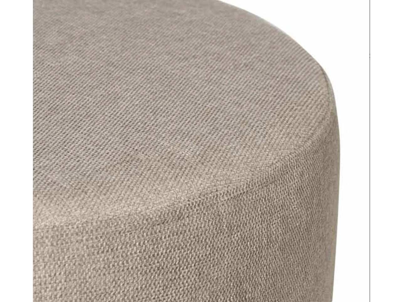 Pouf rond moderne en tissu avec pieds en métal noir Kamila-Couleur Beige clair-Diamètre 60 cm