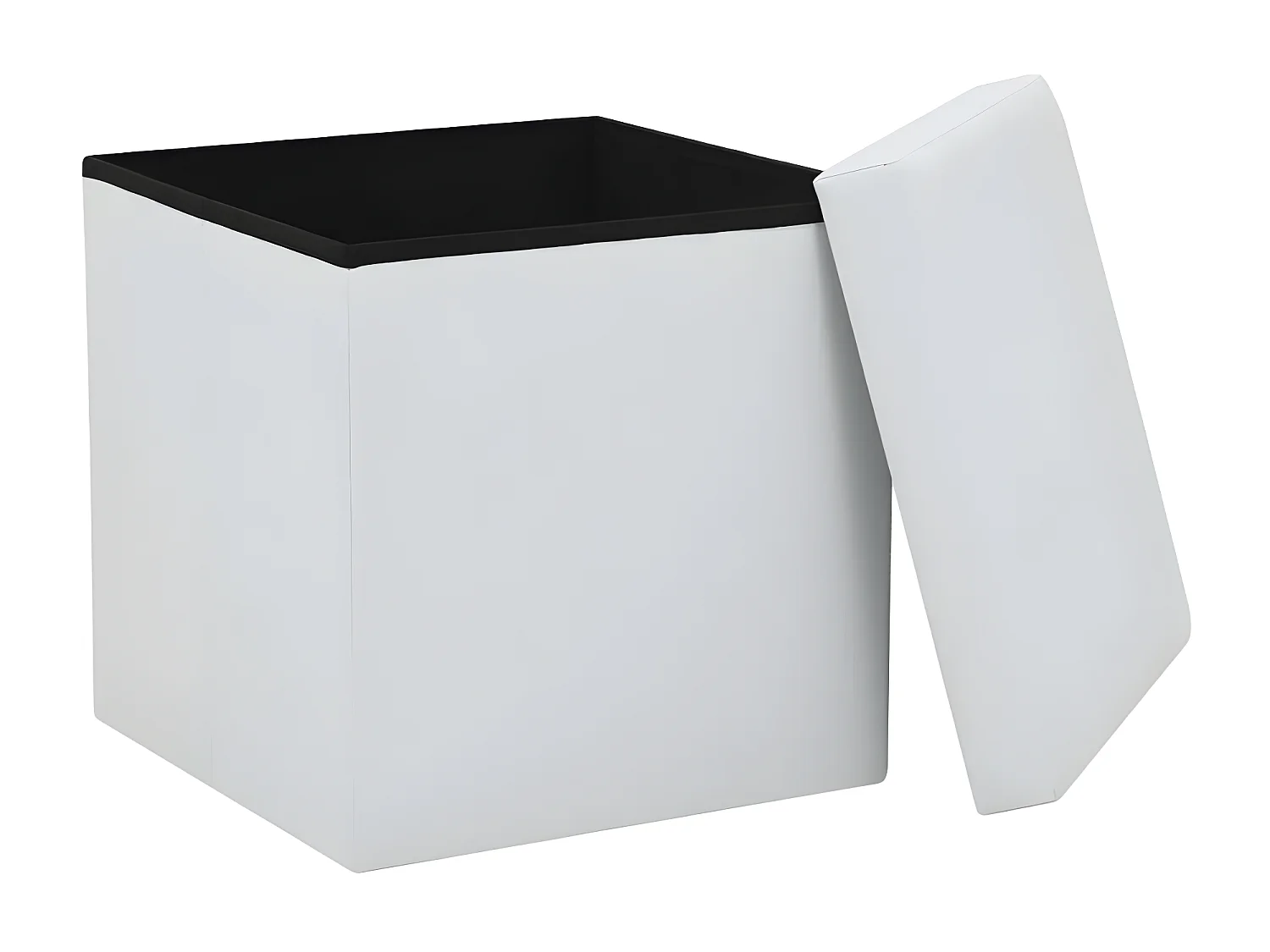 Pouf carré pliable similicuir blanc Arania - Lot de 2
