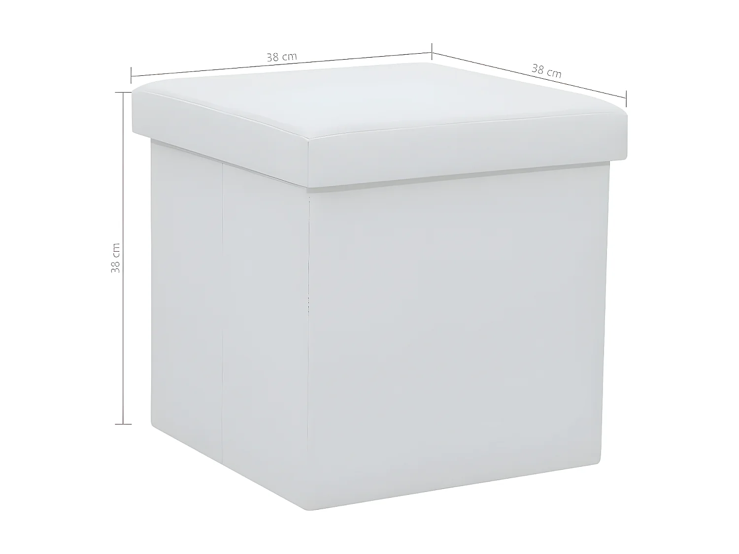Pouf carré pliable similicuir blanc Arania - Lot de 2